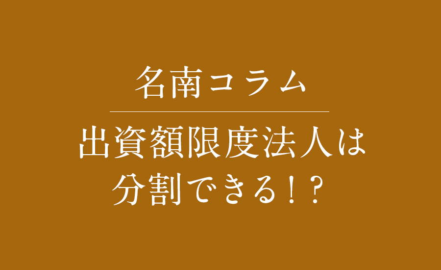 出資額限度法人は分割できる！？